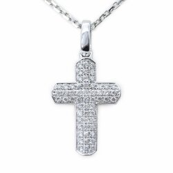 Gargantilla Oro Blanco 14K Cruz con Diamantes