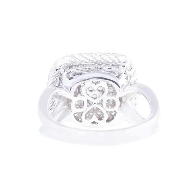 Anillo Rope Cluster En Oro Blanco 14k Con Diamantes