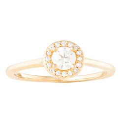 Anillo Estilo Halo En Oro Amarillo 14k Con Diamantes