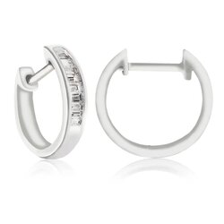 Aretes De Oro Blanco 14k Con 18 Diamantes Corte Baguette .14