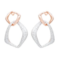 Aretes Combinación Oro Blanco Y Rosa Con Diamantes