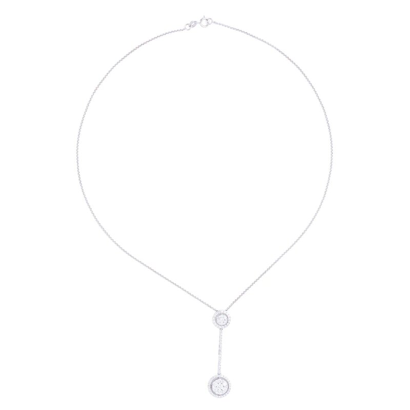 Gargantilla Drop Sphere En Oro Blanco 14k Con Diamantes