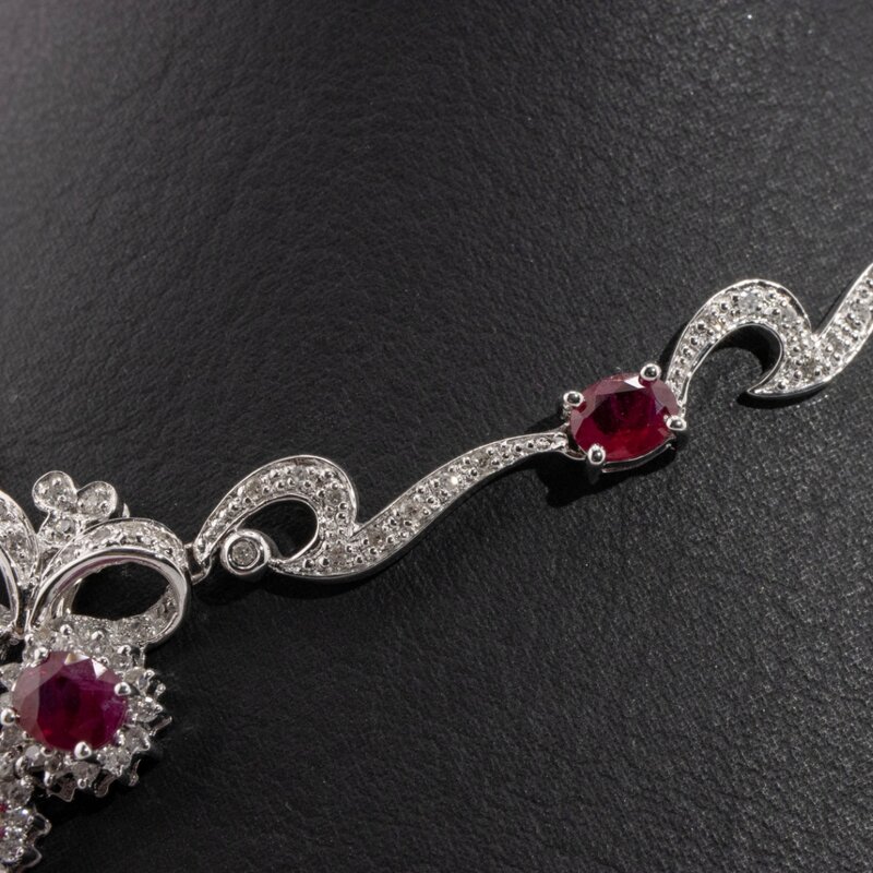 Gargantilla Oro 14k con Diamantes y Rubíes