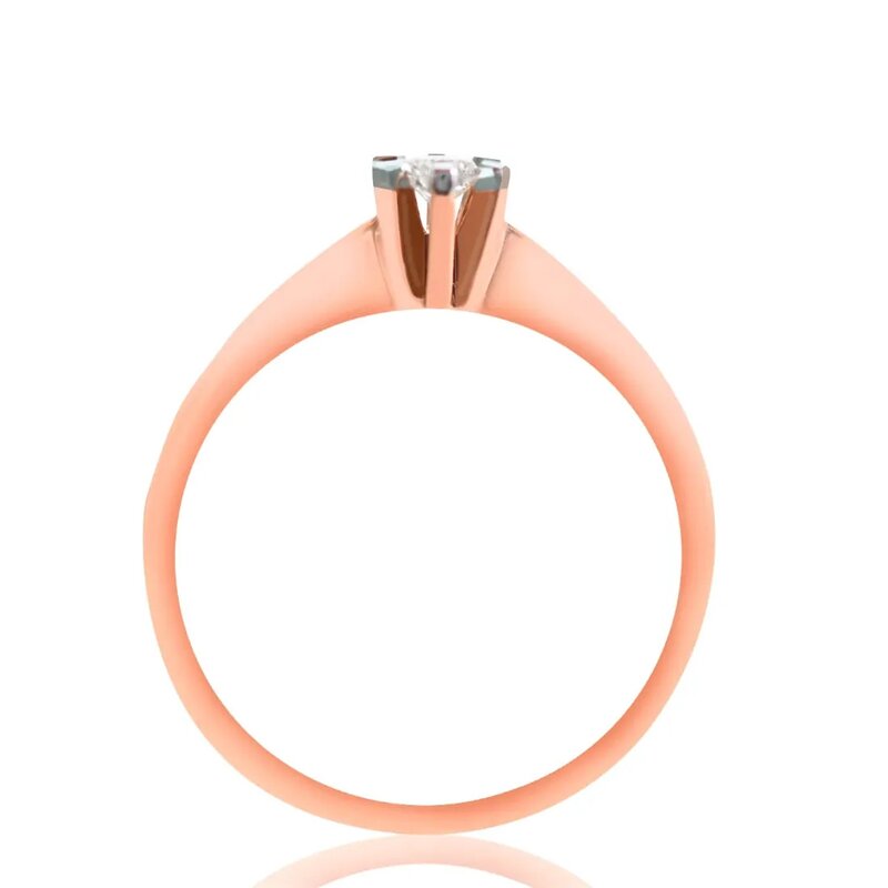 Anillo Estilo Solitario De Oro Rosa 14k