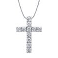 Gargantilla Oro Blanco 14k Cruz con Diamantes
