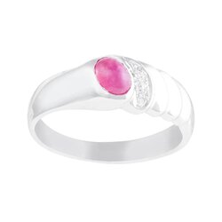 Anillo En Oro Blanco 14k Con Rubí Y Diamantes