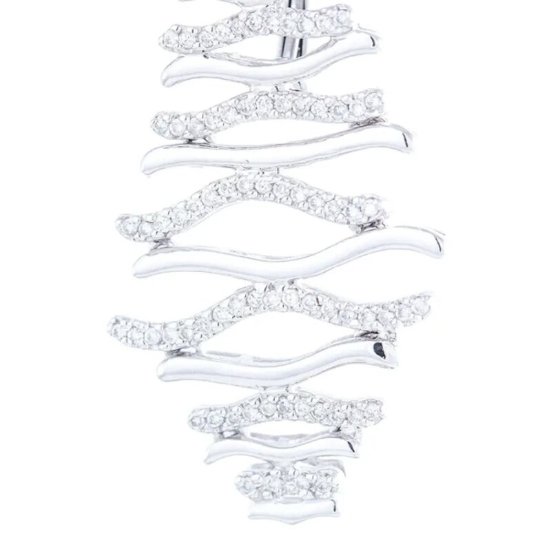 Aretes Wave En Oro Blanco 14k Con Diamantes