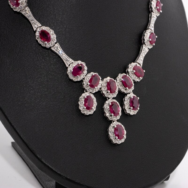 Gargantilla Oro 14K con Diamantes y Rubíes