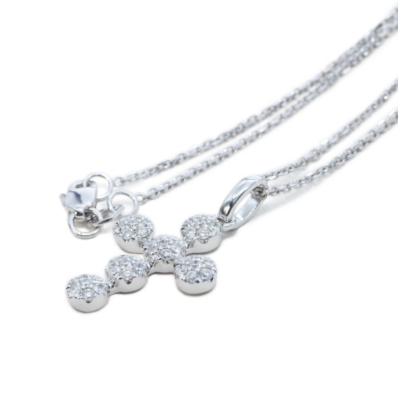 Gargantilla Oro Blanco 14K Cruz con Diamantes