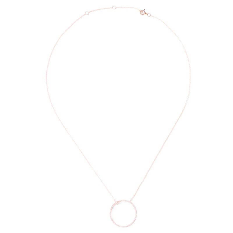 Gargantilla Con Dije Circular En Oro Rosa 14k Y Diamantes