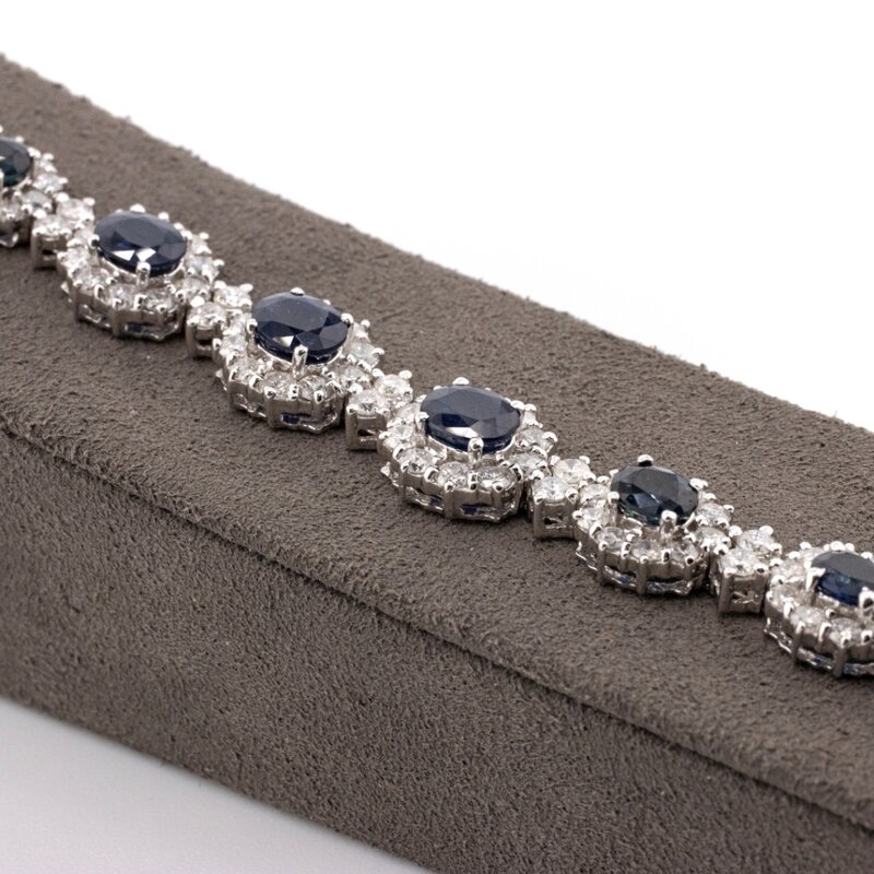 Brazalete de Oro 14K con Zafiros y Diamantes