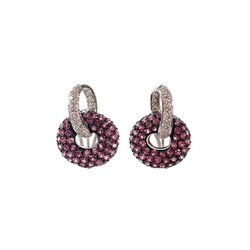 Aretes Color Collection En Oro Blanco 18k Con Zafiros Rosas