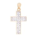 Dije De Cruz En Oro 18k Con Diamantes Corte Princesa