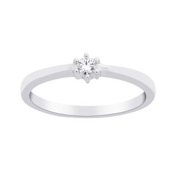 Anillo De Promesa Solitario De Oro Blanco 14k Diamante .07Q