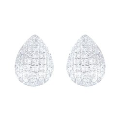 Aretes Drop En Oro Blanco 14k Con Diamantes