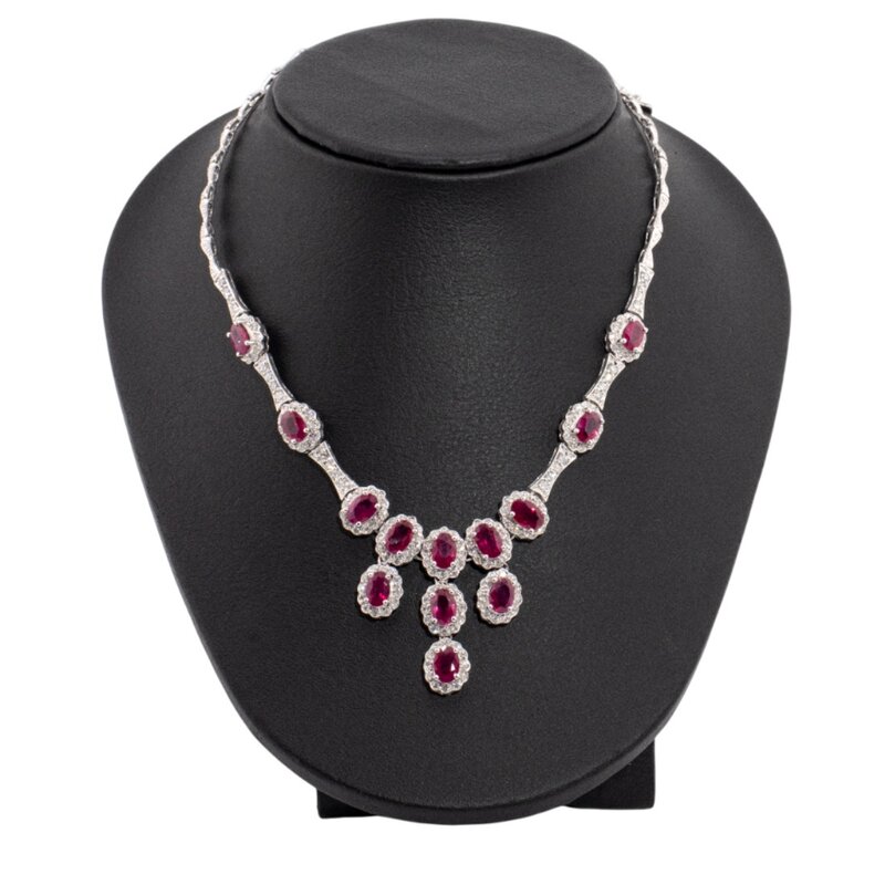 Gargantilla Oro 14K con Diamantes y Rubíes