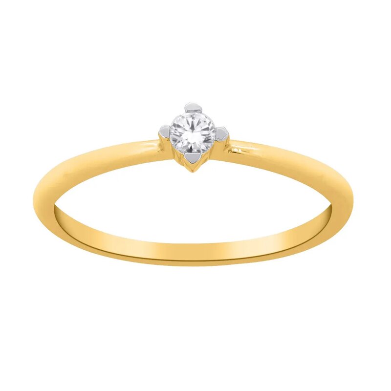Anillo Oro Amarillo 14k Con Diamante Central