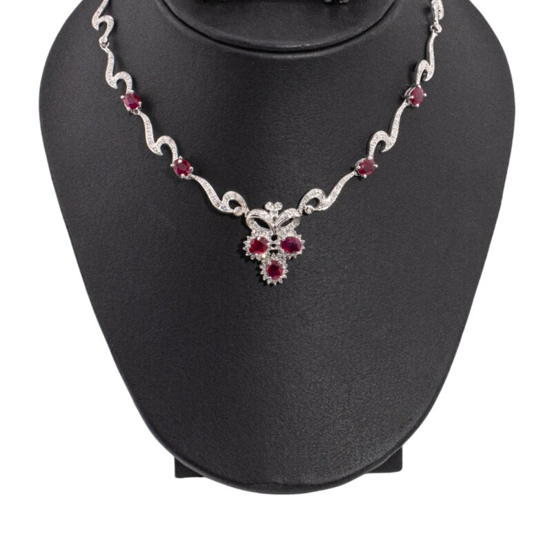 Gargantilla Oro 14k con Diamantes y Rubíes