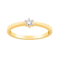 Anillo De Promesa Solitario De Oro Amarillo 14k Diamante .07