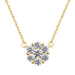 Gargantilla Oro Amarillo 14k Estilo Flor con Diamantes