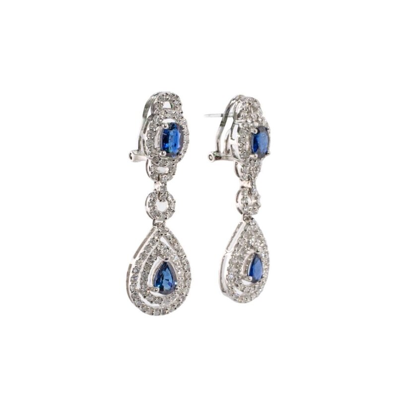 Aretes de Oro 14K con Diamantes y Zafiros