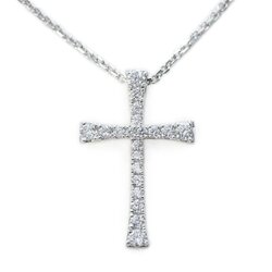 Gargantilla Oro Blanco 14K Cruz con Diamantes