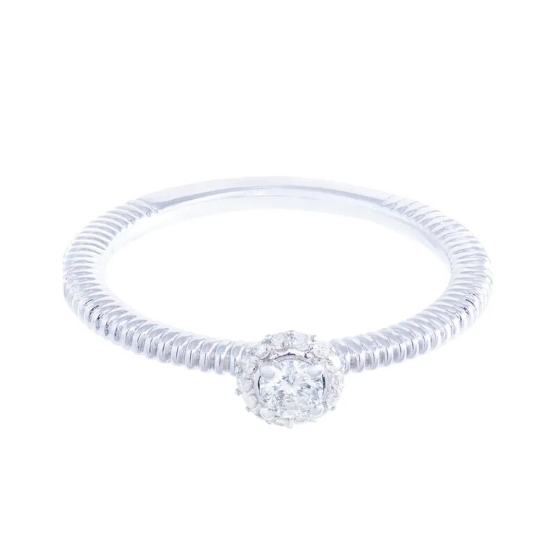 Anillo Estilo Solitario Oro Blanco 14k