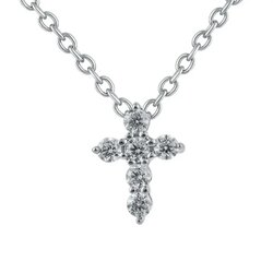 Gargantilla Oro Blanco 14k Cruz con Diamantes