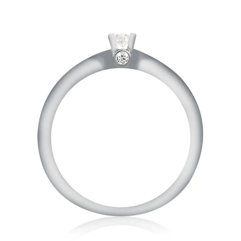 Anillo Estilo Solitario Clásico Oro Blanco 14k Diamante Cort