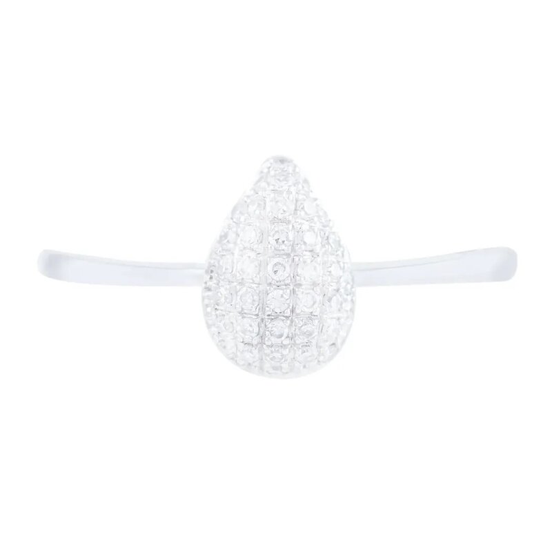 Anillo Drop En Oro Blanco 14k Con Diamantes