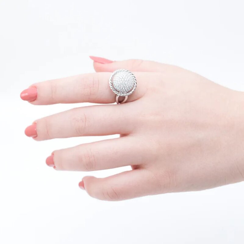 Anillo Sphere En Oro Blanco 14k Con Diamantes