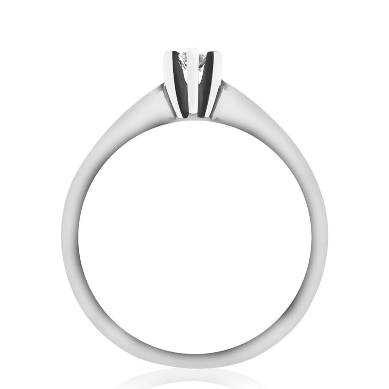 Anillo Estilo Solitario Clásico Oro Blanco 14k Diamante Cort