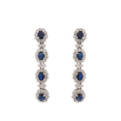 Aretes de Oro 14K con Diamantes y Zafiros