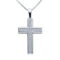 Gargantilla Oro Blanco 14K Cruz con Diamantes