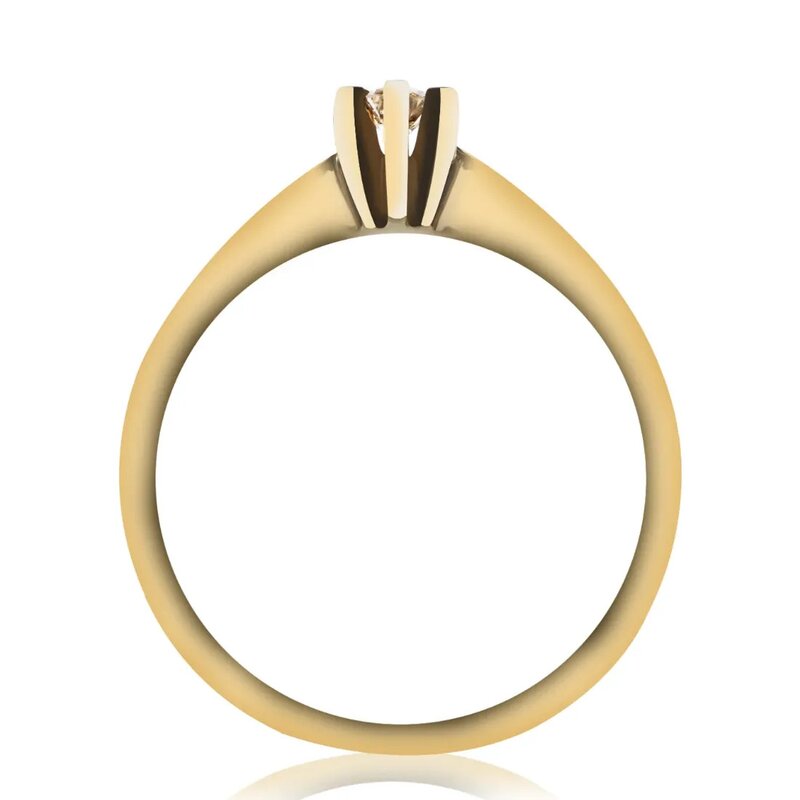 Anillo Estilo Solitario Clásico Oro Amarillo 14k Diamante Co