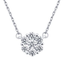 Gargantilla Oro Blanco 14k Estilo Flor con Diamantes