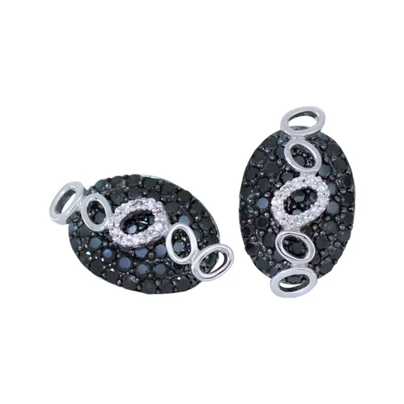 Aretes De Oro 14k Con Diamantes Negros