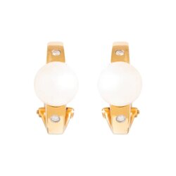 Aretes Oro 14k Con Perlas Y Diamantes
