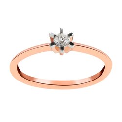 Anillo Estilo Solitario De Oro Rosa 14k