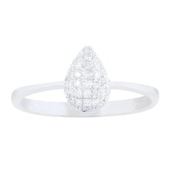 Anillo Drop En Oro Blanco 14k Con Diamantes