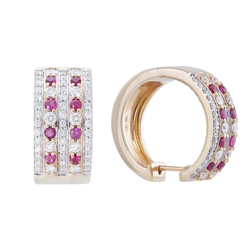 Aretes Con Rubíes Oro Amarillo 14k