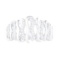 Anillo Wave En Oro Blanco 14k Con Diamantes #7