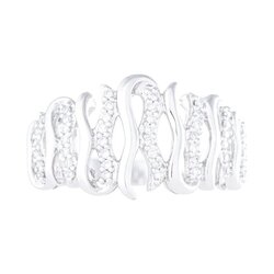 Anillo Wave En Oro Blanco 14k Con Diamantes #7