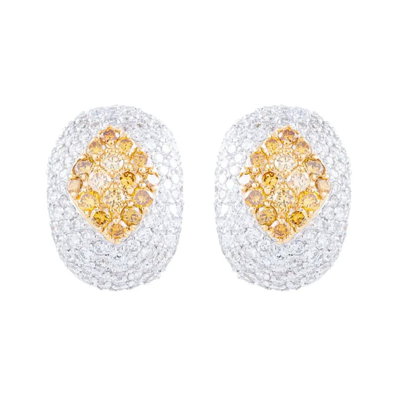 Aretes Geometry Cluster En Oro 18k Con Diamantes