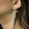 Aretes Luna De Oro Blanco Con Diamantes