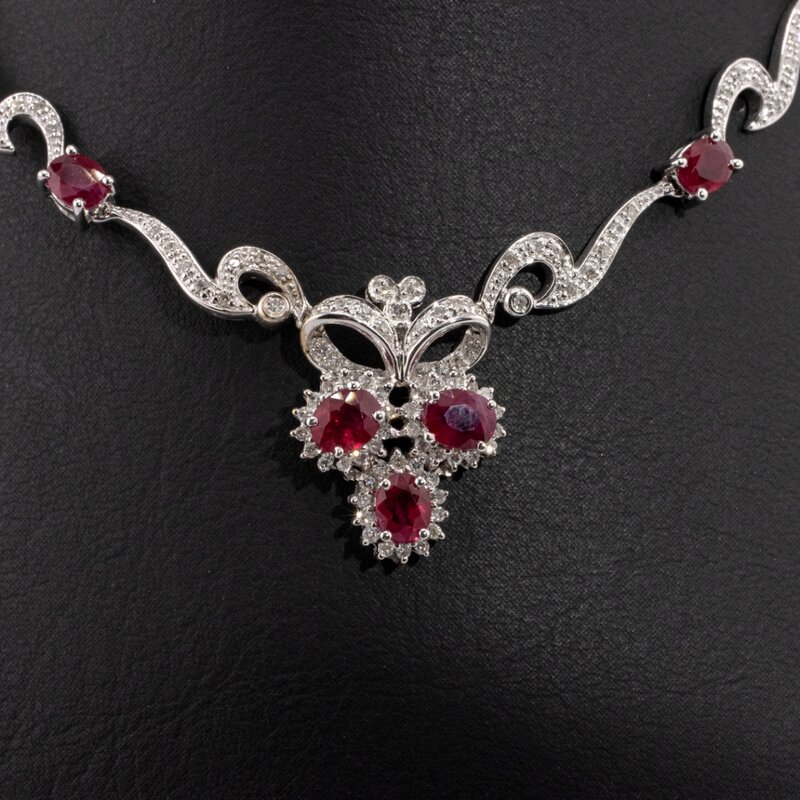 Gargantilla Oro 14k con Diamantes y Rubíes