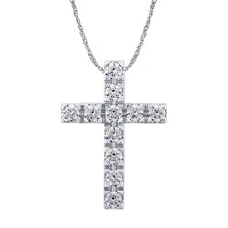 Gargantilla Oro Blanco 14k Cruz con Diamantes
