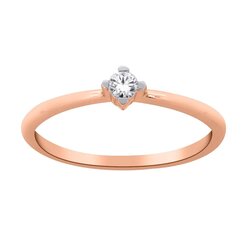 Anillo Oro Rosa 14k Con Diamante Central