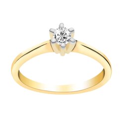 Anillo Estilo Solitario Clásico Oro Amarillo 14k Diamante Co