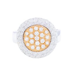 Anillo Circular En Oro Blanco Y Amarillo 14k Con Diamantes